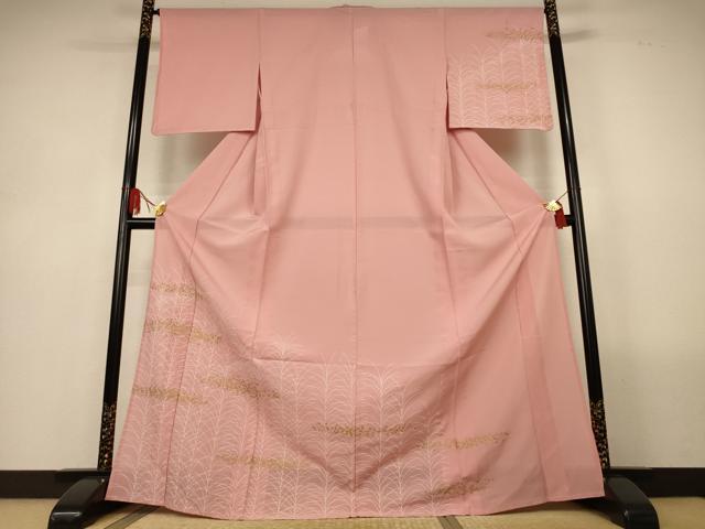 平和屋着物*夏物 訪問着 絽 草葉文 金彩 ロング丈 正絹 逸品 AABL6640jd