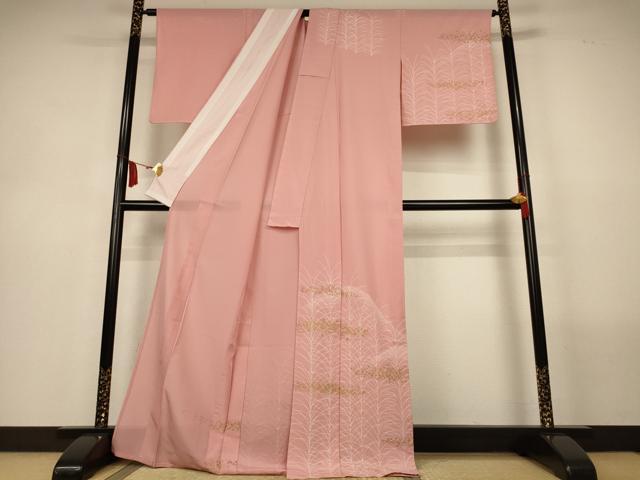 平和屋着物*夏物 訪問着 絽 草葉文 金彩 ロング丈 正絹 逸品 AABL6640jd