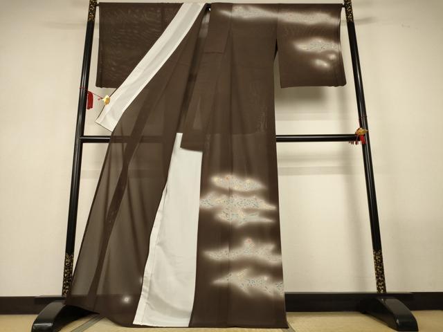 平和屋着物*夏物 訪問着 絽 草花文 暈し染め 金彩 正絹 逸品 AABL6649jd