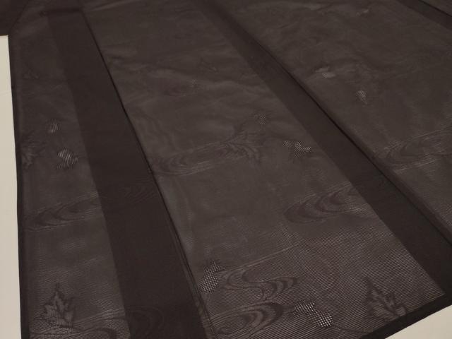 平和屋着物●夏物 色無地 絽 流水舞葉紋紗 黒鳶色 正絹 逸品 AABL6651jd