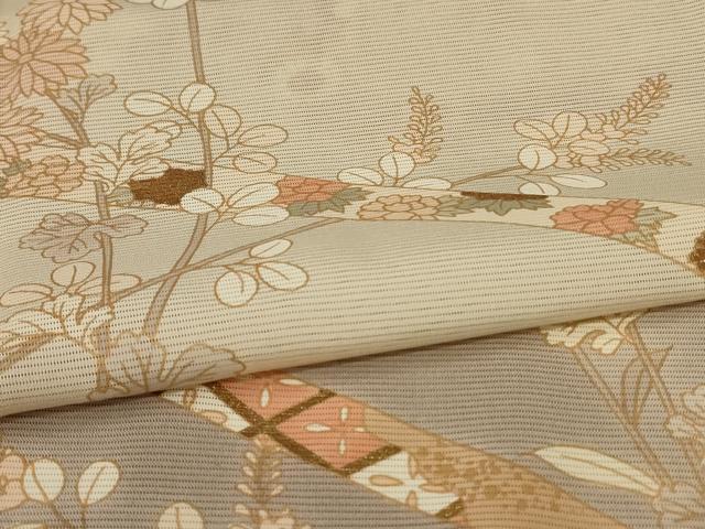 平和屋着物*夏物 訪問着 絽 枝花文 暈し染め 金彩 正絹 逸品 AABL6657jd
