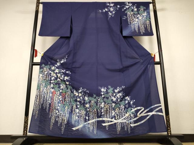 平和屋着物*夏物 訪問着 絽縮緬 刺繍 枝垂れ草花文 暈し染め 金彩 洗える着物 AABL6662jd