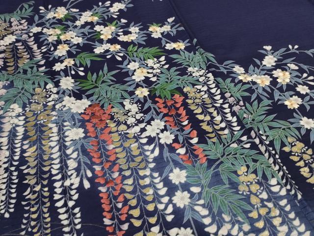 平和屋着物*夏物 訪問着 絽縮緬 刺繍 枝垂れ草花文 暈し染め 金彩 洗える着物 AABL6662jd