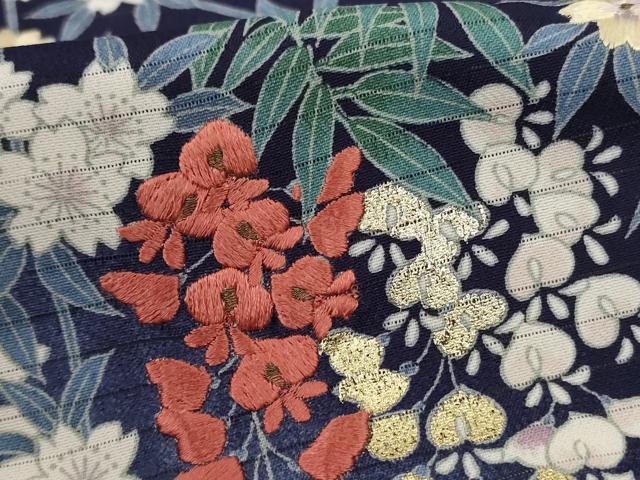 平和屋着物*夏物 訪問着 絽縮緬 刺繍 枝垂れ草花文 暈し染め 金彩 洗える着物 AABL6662jd