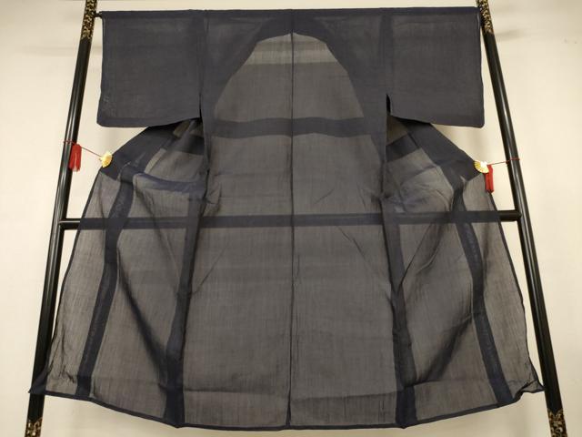 平和屋着物*夏物 男性 小千谷ちぢみ 褐返色 麻 逸品 AABL6676jd