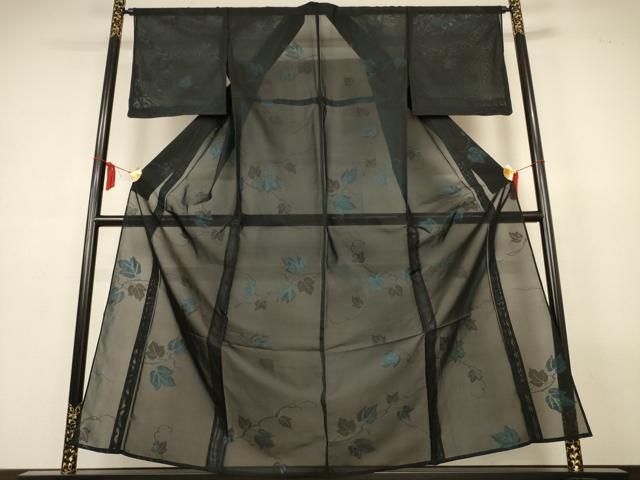 平和屋着物*夏物 小紋 紗 蔦の葉文 正絹 逸品 AABL6682jd