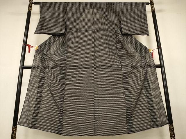 平和屋着物*夏物 小紋 絽 幾何学文様 黒地 正絹 逸品 AABL6688jd