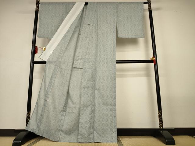 平和屋着物*夏物 小紋 絽 麻の葉文様 洗える着物 AABL6690jd