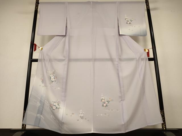 平和屋着物*夏物 訪問着 紋紗 流水飾花文 暈し染め 洗える着物 AABL6692jd