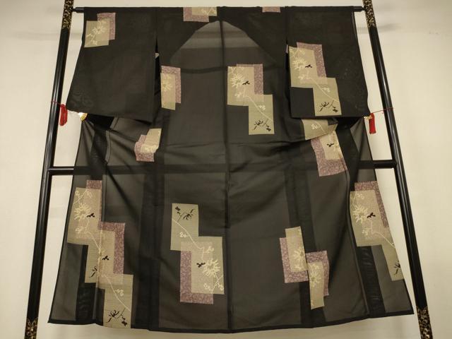 平和屋着物*夏物 小紋 紗 短冊花文 正絹 逸品 未使用 AABL6714jd
