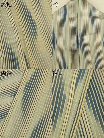 平和屋着物*夏物 明石ちぢみ 幾何学文様 正絹 逸品 AABL6718jd