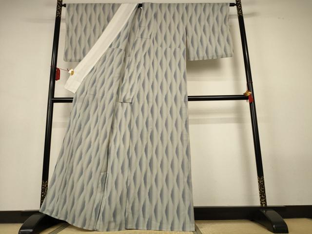 平和屋着物*夏物 明石ちぢみ 幾何学文様 正絹 逸品 AABL6718jd
