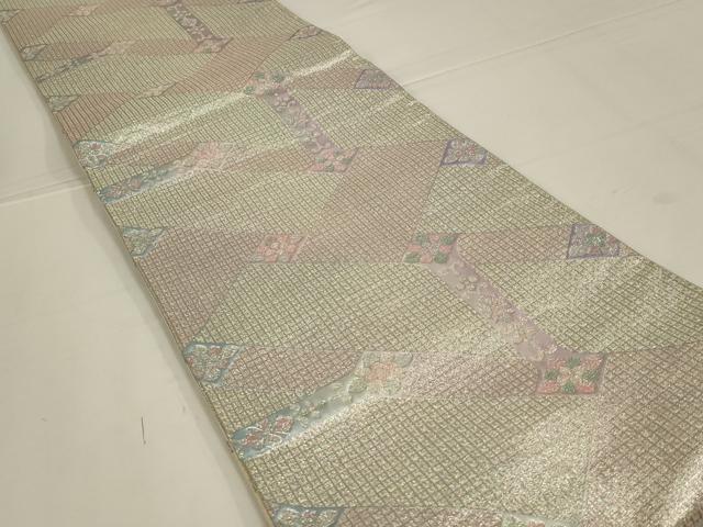 平和屋着物◎六通柄袋帯 洋花文 銀糸 正絹 逸品 AABL6730ou