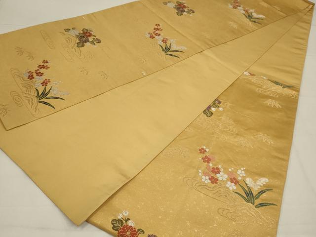 平和屋着物◎六通柄袋帯 唐織 草花文 金糸 正絹 逸品 AABL6735ou