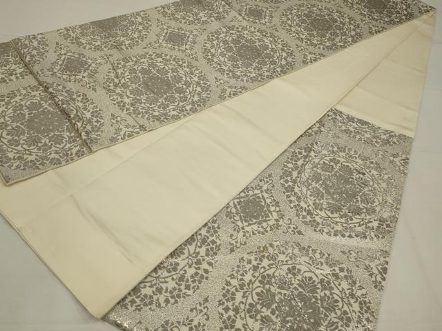 平和屋着物◎六通柄 本袋帯 正倉院花文 プラチナ箔二重箔 正絹 逸品 AABL6744ou