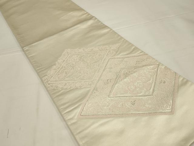 平和屋着物◎太鼓柄袋帯 総刺繍 花菱文 銀糸 正絹 逸品 AABL6751ou