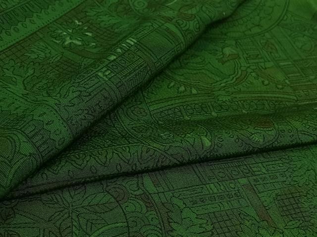 平和屋着物▽上質な小紋 単衣 手描き 風景更紗花鳥文 正絹 逸品 AABL6770jh