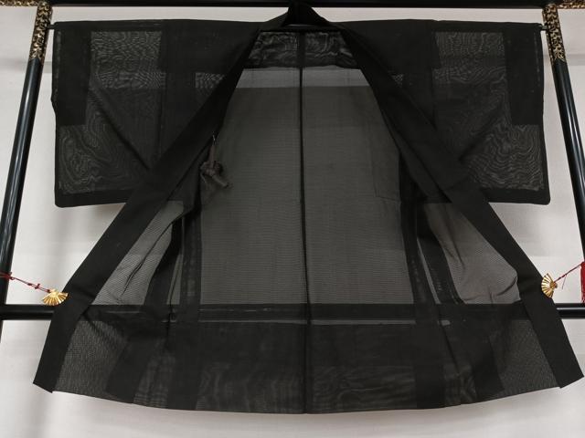 平和屋着物▽長羽織 スリーシーズン 春夏秋 塵除け 黒地 正絹 逸品 AABL6771jh