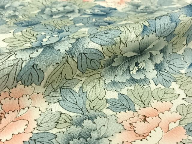 平和屋着物▽上質な小紋 単衣 草花文 正絹 逸品 AABL6775jh