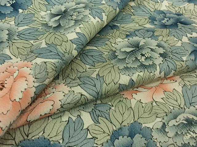 平和屋着物▽上質な小紋 単衣 草花文 正絹 逸品 AABL6775jh