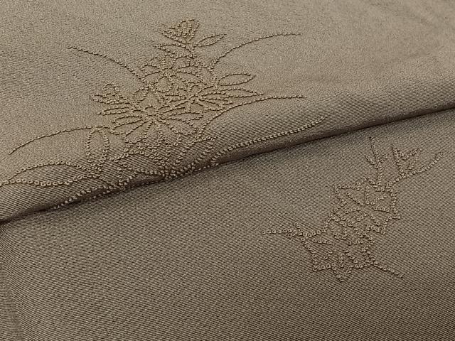 平和屋着物▽無地絵羽訪問着 単衣 中国三大刺繍 相良刺繍 総刺繍 芝花文 薄色 正絹 逸品 AABL6784jh