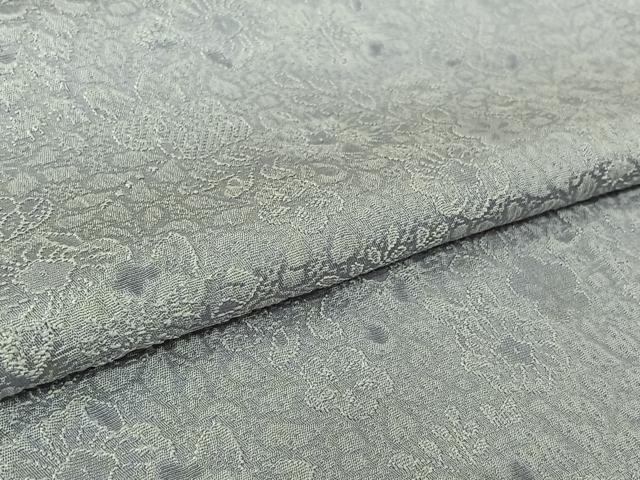 平和屋着物▽お召 単衣 作家物 草花地紋 淡藤色 正絹 逸品 AABL6789jh