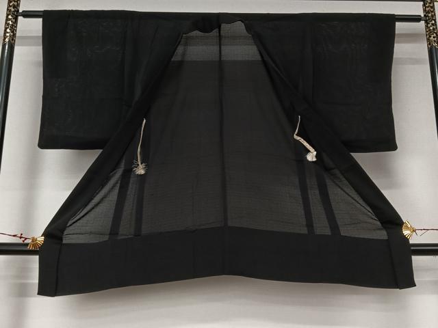 平和屋着物▽長羽織 スリーシーズン 春夏秋 塵除け 黒地 正絹 逸品 AABL6791jh