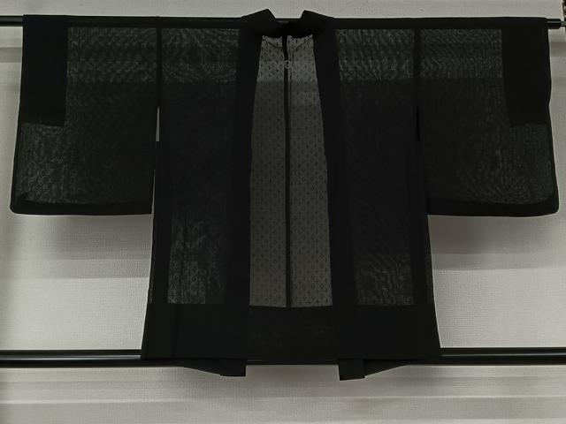 平和屋着物▽羽織 スリーシーズン 春夏秋 塵除け 幾何学文様 黒地 正絹 逸品 AABL6796jh