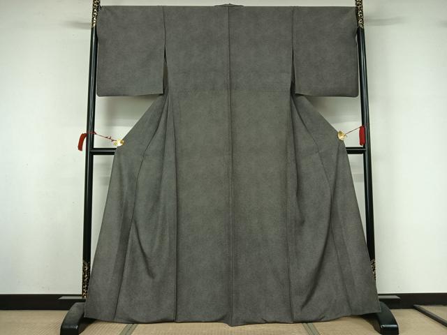 平和屋着物▽江戸小紋 単衣 鮫小紋柄 黒地 正絹 逸品 AABL6798jh