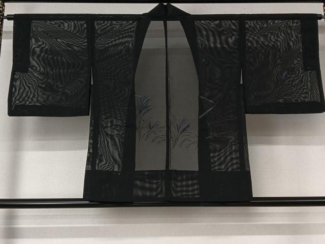 平和屋着物▽羽織 スリーシーズン 春夏秋 塵除け 刺繍 薄 黒地 銀糸 洗える着物 AABL6804jh