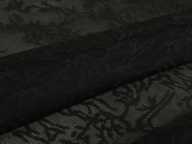 平和屋着物▽羽織 スリーシーズン 春夏秋 塵除け 草花文 黒地 洗える着物 AABL6806jh