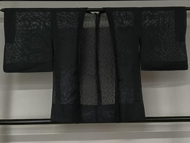 平和屋着物▽羽織 スリーシーズン 春夏秋 塵除け 芝文 黒地 洗える着物 AABL6815jh
