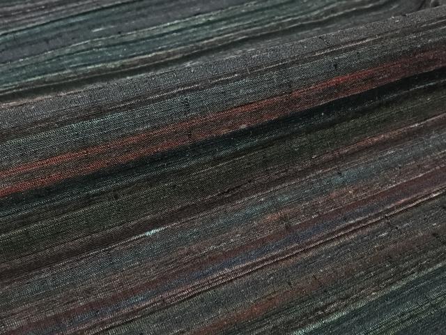 平和屋着物▽上質な紬 単衣 横段文 正絹 逸品 未使用 AABL6819jh