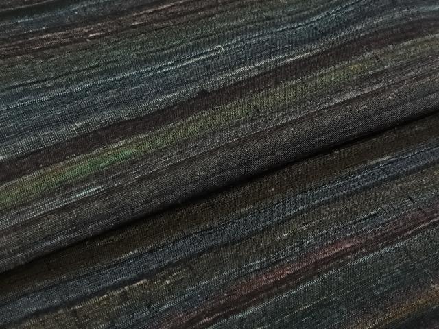 平和屋着物▽上質な紬 単衣 横段文 正絹 逸品 未使用 AABL6819jh