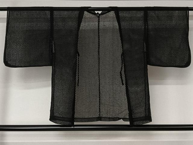 平和屋着物▽羽織 スリーシーズン 春夏秋 塵除け 幾何学文様 黒地 AABL6828jh