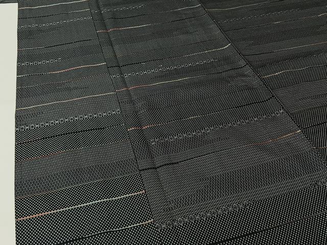 平和屋着物▽上質な紬 単衣 100亀甲 横段文 正絹 逸品 AABL6837jh