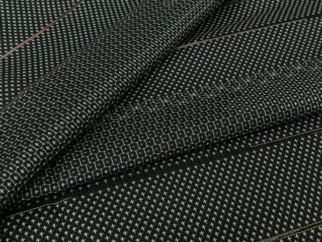 平和屋着物▽上質な紬 単衣 100亀甲 横段文 正絹 逸品 AABL6837jh