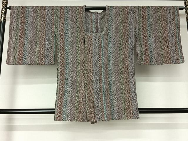 平和屋着物▽道行コート スリーシーズン 春夏秋 塵除け 縞 正絹 逸品 AABL6842jh