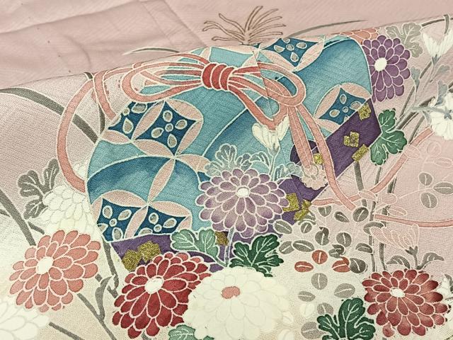 平和屋着物▽訪問着 単衣 花文箱文 暈し染め 金彩 正絹 逸品 AABL6846jh