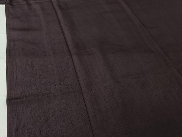 平和屋着物▽経節紬 単衣 色無地 深紫色 正絹 逸品 AABL6853jh