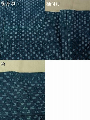 平和屋着物▽小紋 単衣 幾何学文様 綿 AABL6854jh