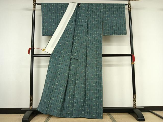 平和屋着物▽小紋 単衣 幾何学文様 AABL6856jh
