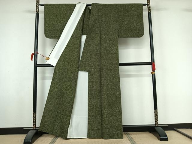平和屋着物▽結城紬 奥順 はたおり娘 単衣 蜀江花文 証紙付き 正絹 逸品 AABL6859jh