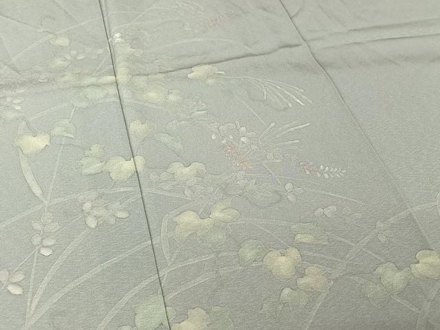 平和屋着物▽訪問着 単衣 刺繍 ろうけつ染め 草花文 正絹 逸品 AABL6860jh