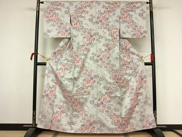 平和屋着物▽小紋 単衣 草花文 AABL6862jh