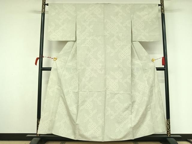 平和屋着物▽上質な紬 単衣 七宝花文 正絹 逸品 AABL6870jh