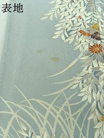平和屋着物▽上質な小紋 単衣 草葉文 正絹 逸品 AABL6871jh