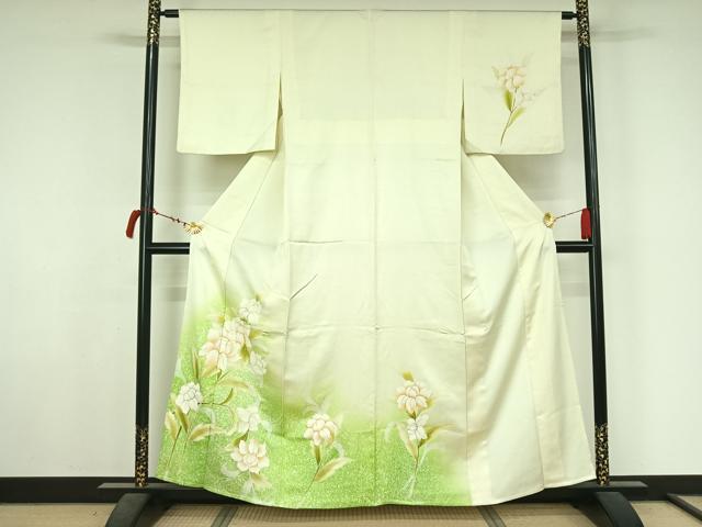 平和屋着物▽訪問着 単衣 草花文 暈し染め 正絹 逸品 AABL6873jh