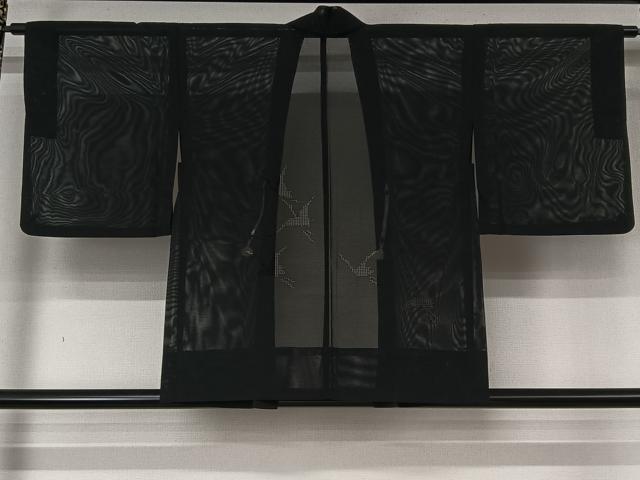平和屋着物▽羽織 スリーシーズン 春夏秋 塵除け 飛鶴文 黒地 洗える着物 AABL6877jh