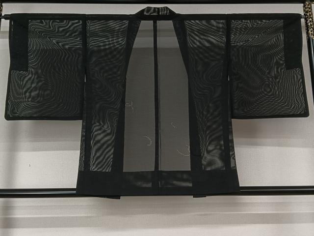 平和屋着物▽羽織 スリーシーズン 春夏秋 塵除け 芝文 黒地 洗える着物 AABL6879jh
